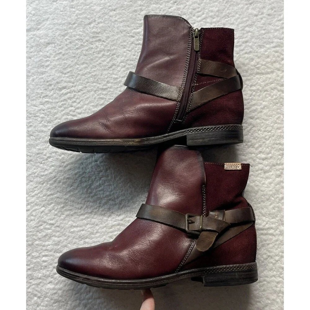 Pikolinos Boots Womens US9.5 EU40 Garnet Ordino Ankle Boho Lagenlook Equestrian